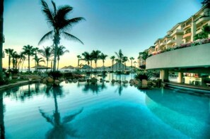 An infinity pool, a heated pool