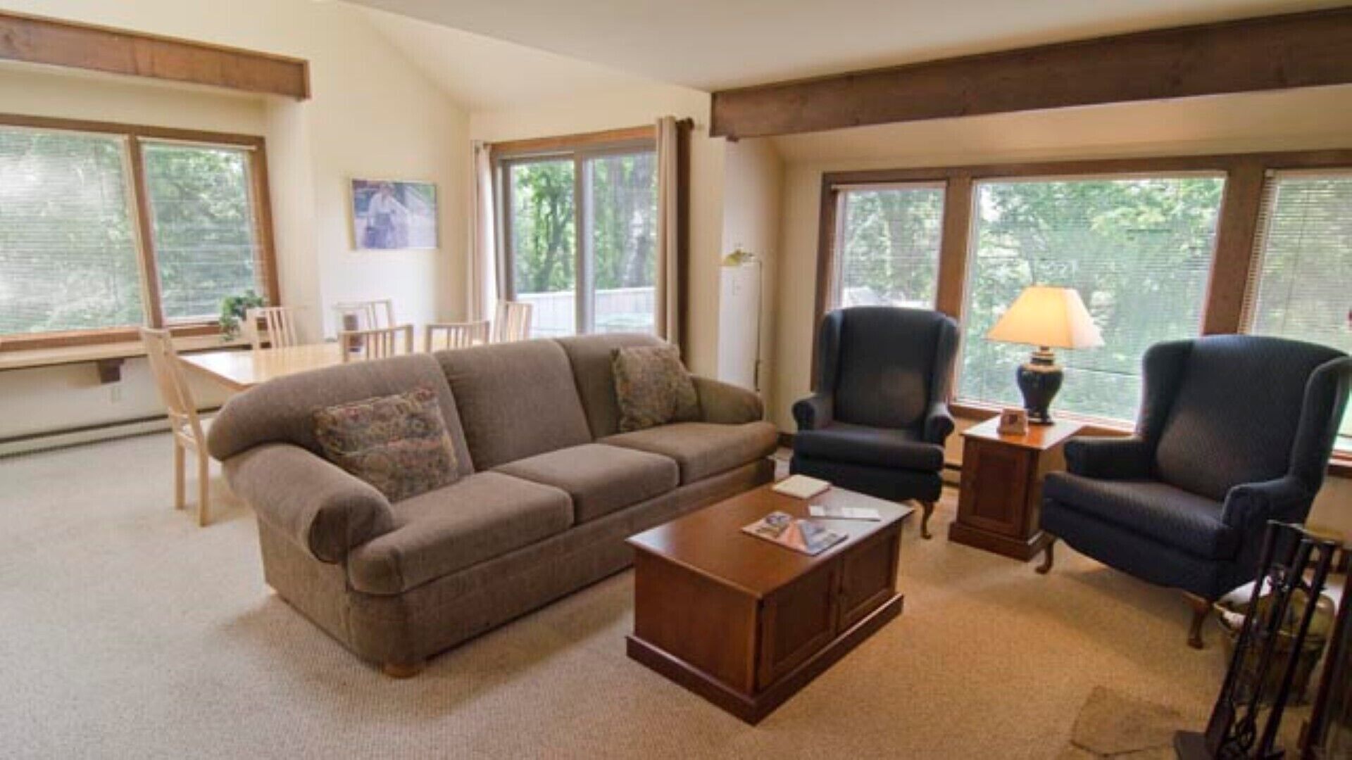 Smart TV, fireplace, DVD player