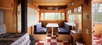 Tin Poppy ~ Retro-Modern Forest Cabin + WIFI in the Larch Hills near Salmon Arm