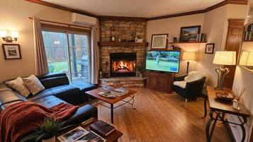 TV, fireplace, DVD player, stereo