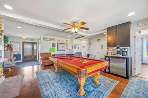 TV, DVD player, books, video library