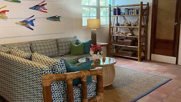 Smart TV, DVD player, books, stereo