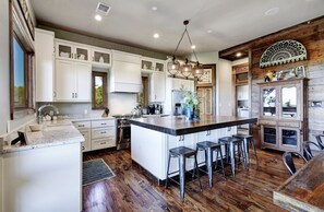 Fridge, microwave, oven, dishwasher - Voca House-Modern 1890's Farmhouse - Pool, Hot Tub, Game room, AMAZING VIEW! (Wimberley)