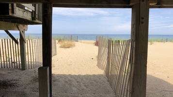 On the beach, beach towels