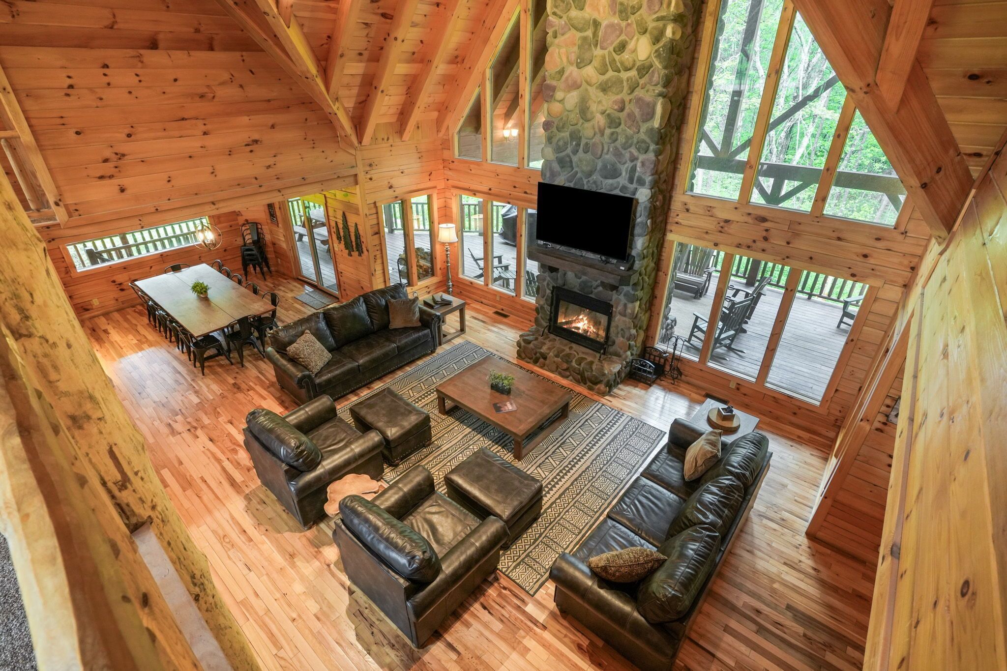 Smart TV, fireplace, foosball