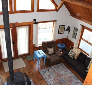 TV, DVD player, books, video library