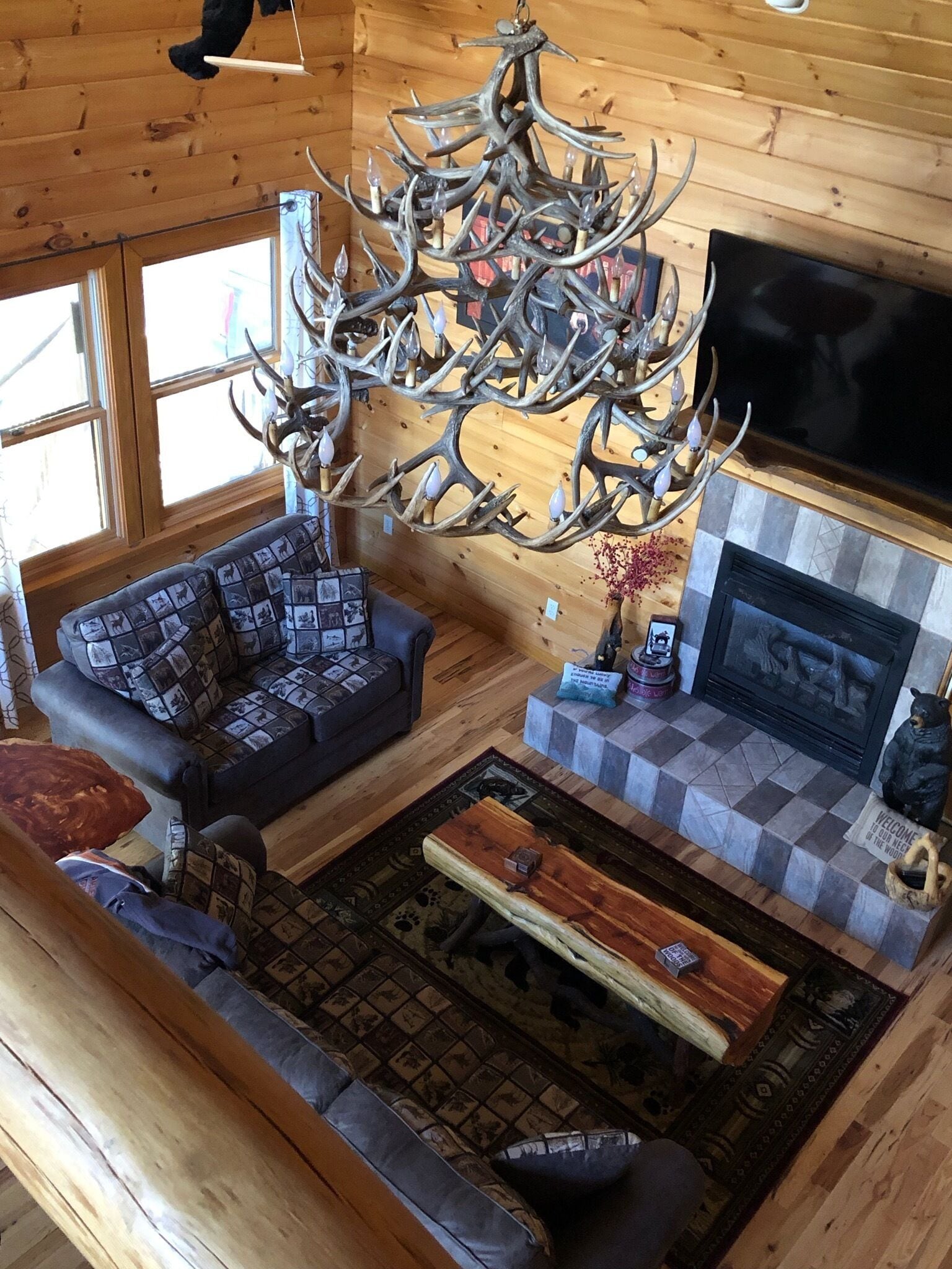 Smart TV, fireplace, video games, DVD player