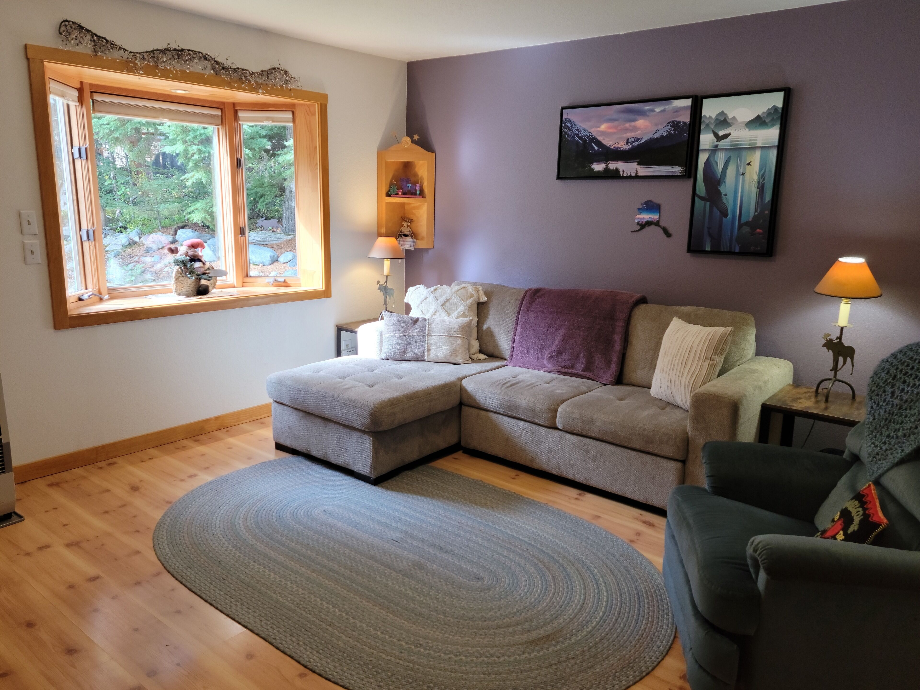 Smart TV, lareira, DVD player, livros