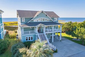 Exterior - Soundfront Salvo Home w/ Saltwater Pool, Hot Tub, Elevator, Theater, Tiki Bar (Salvo)