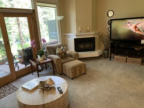 TV, fireplace, DVD player, books - Top Rated Creekside Gem Is Steps From Free Bus To Skiing, Shopping, & Dining! (Vail)