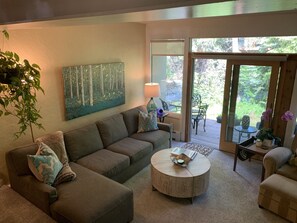 TV, fireplace, DVD player, books - Top Rated Creekside Gem Is Steps From Free Bus To Skiing, Shopping, & Dining! (Vail)