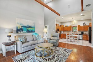 Smart TV, fireplace, DVD player, books