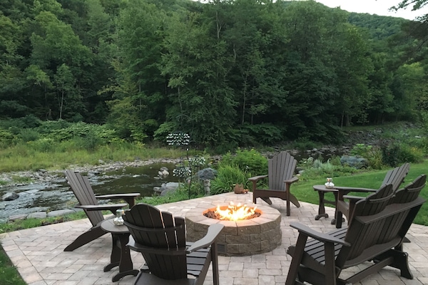 Sit stream side and enjoy the beauty of nature and our (seasonal) fire pit