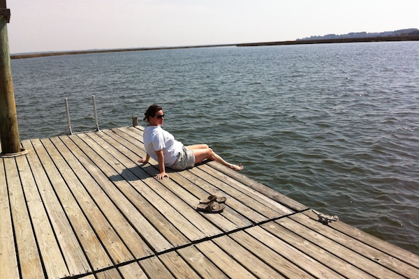 The dock is a great place to relax and watch for dolphins and water birds.