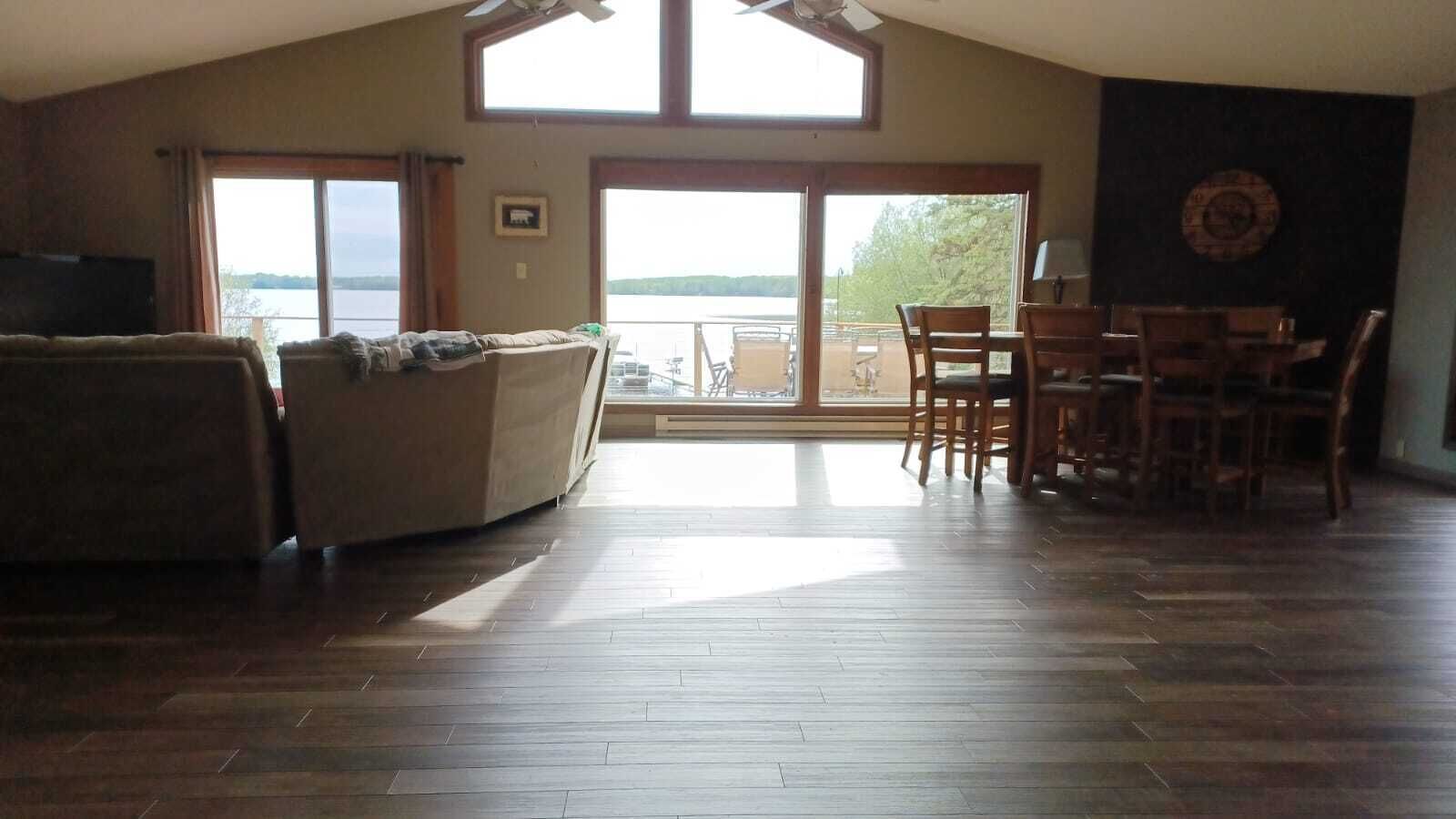 Open concept living room and dining room with a view!