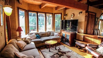 Smart-tv, een dvd-speler, een tafeltennistafel en boeken