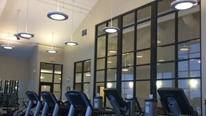 A gym with treadmills, exercise equipment, and large windows allowing natural light. - Newly remodeled, Located in Galena Territories. Small dogs OK under 25 LBS  (Galena)