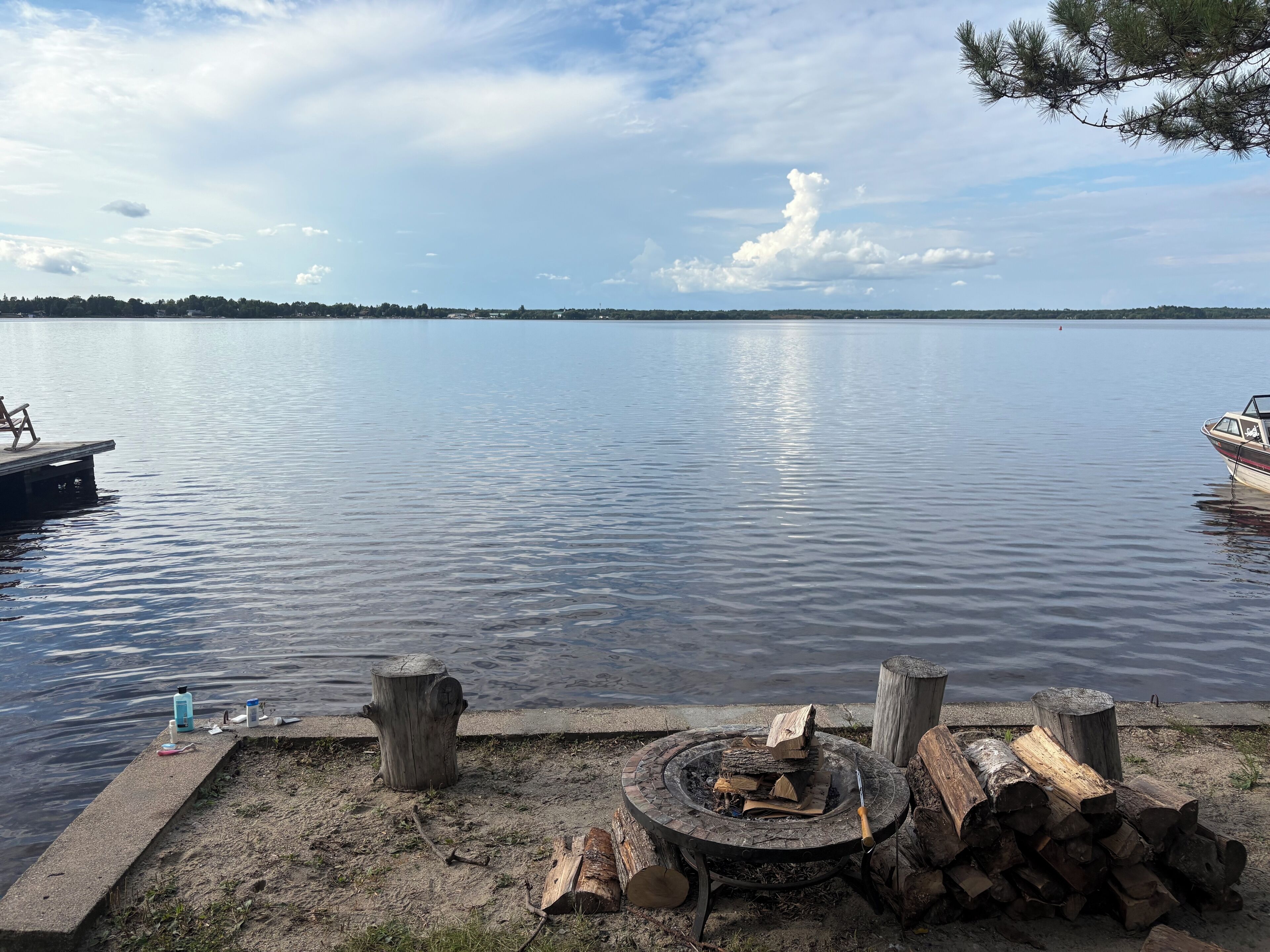 Firepit. Right on the shoreline. 