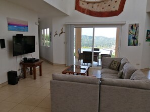 Smart TV, DVD player, books, stereo