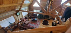 Smart TV, chimenea, reproductor de DVD, libros