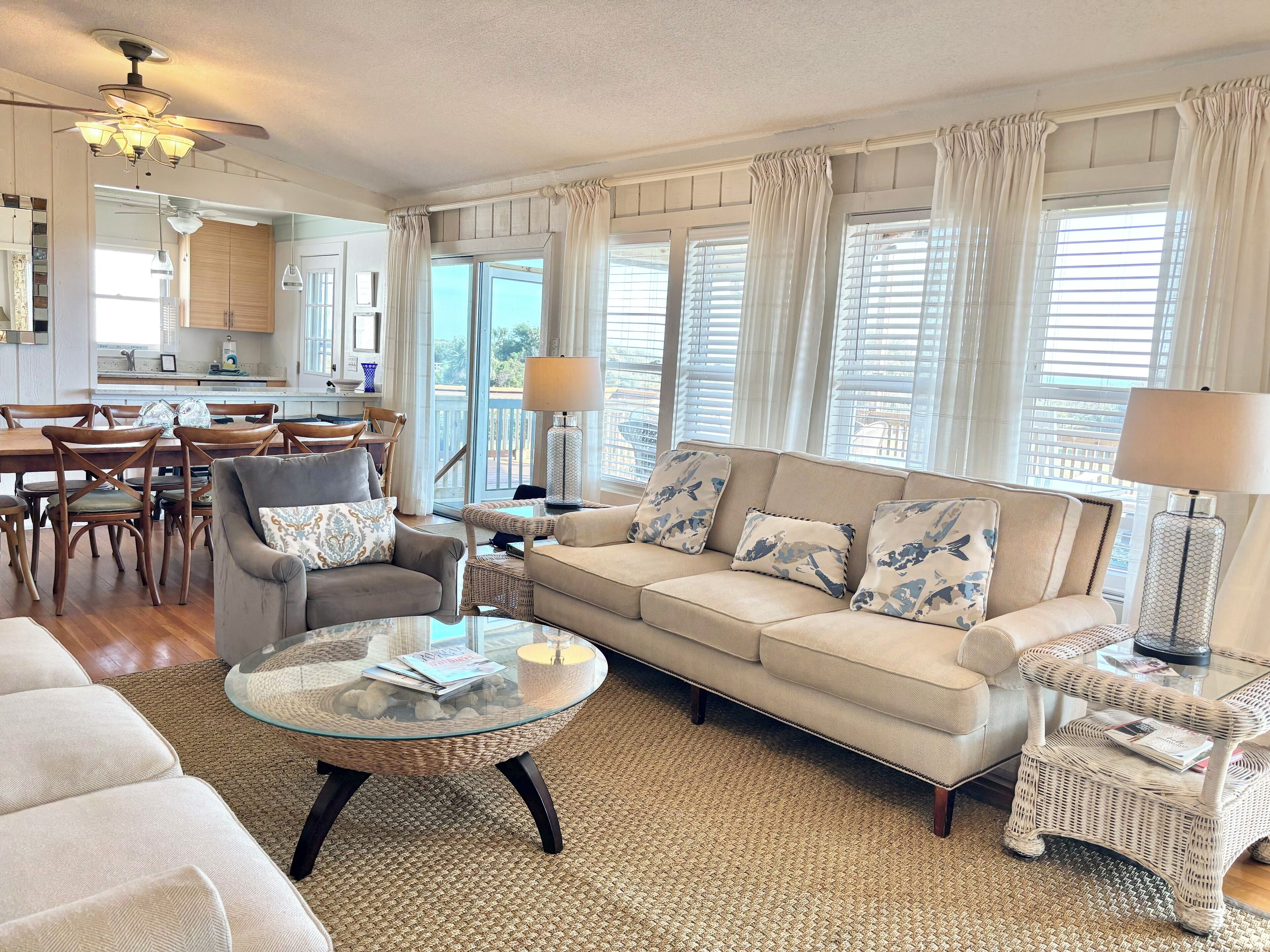 Flat-screen TV, ping pong, books