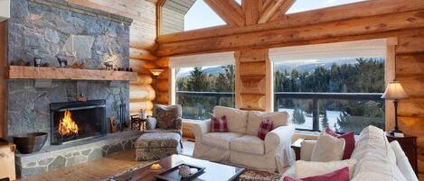 LCD TV, fireplace, stereo