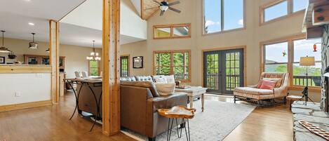 Smart TV, fireplace, video games, DVD player