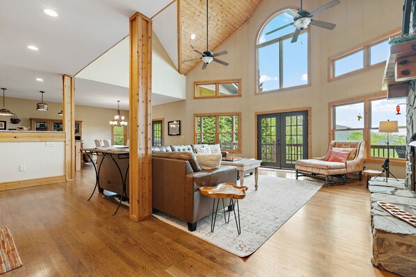 Smart TV, fireplace, video games, DVD player