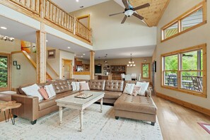 Smart TV, fireplace, video games, DVD player