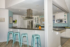 Fridge, microwave, oven, stovetop - Ocean View on South Beach, 4 Bedrooms, 3 Baths. 2 Master suites, access to BHI Club (Bald Head Island)