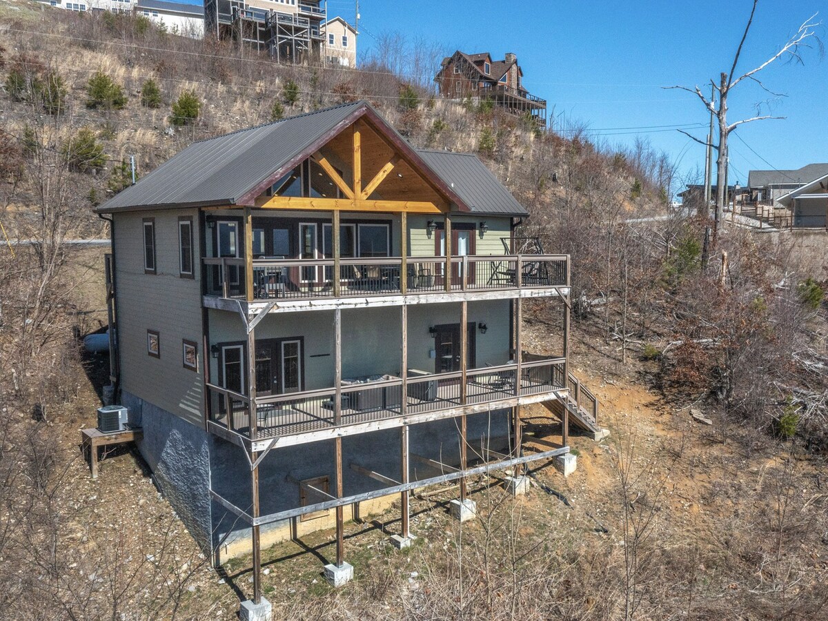 Photo 84 of Stunning Mountainside Cabin with Panoramic Views, Hot Tub, Game Room + Pool Acce