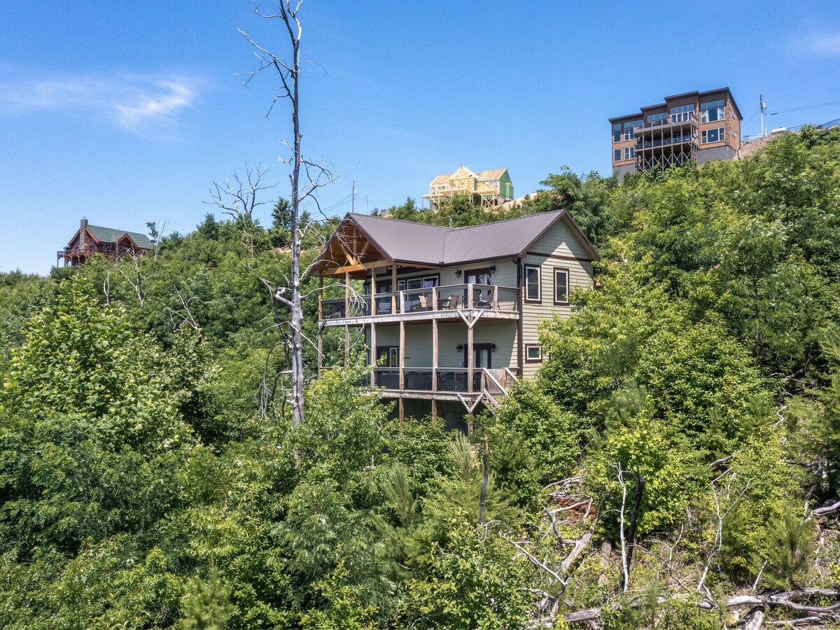 Photo 85 of Stunning Mountainside Cabin with Panoramic Views, Hot Tub, Game Room + Pool Acce