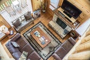 Smart TV, fireplace, video games, DVD player