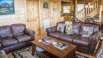 Smart TV, fireplace, video games, DVD player