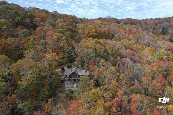 DRONE PHOTO OCTOBER 2025 REVEALS HOW PRIVATE OUR 4.2 ACRE LOT IS ON DOBSON MTN.