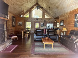 Smart TV, fireplace, video games, DVD player
