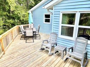 Outdoor dining - Dock on Canal, Close to Beach and Dog Friendly with a fenced in backyard! (Oak Island)