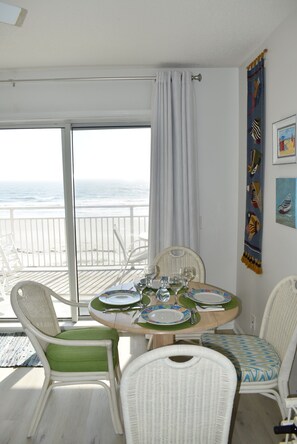 Enjoy  meals with an ocean view.