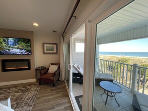 Smart TV, fireplace, video games, DVD player