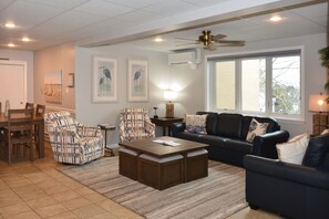 TV, DVD player, books
