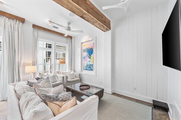 TV, DVD player, video library