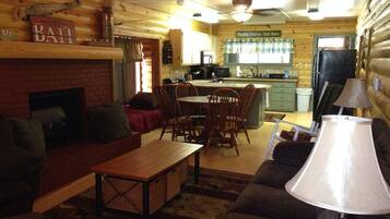 TV, DVD player, video library