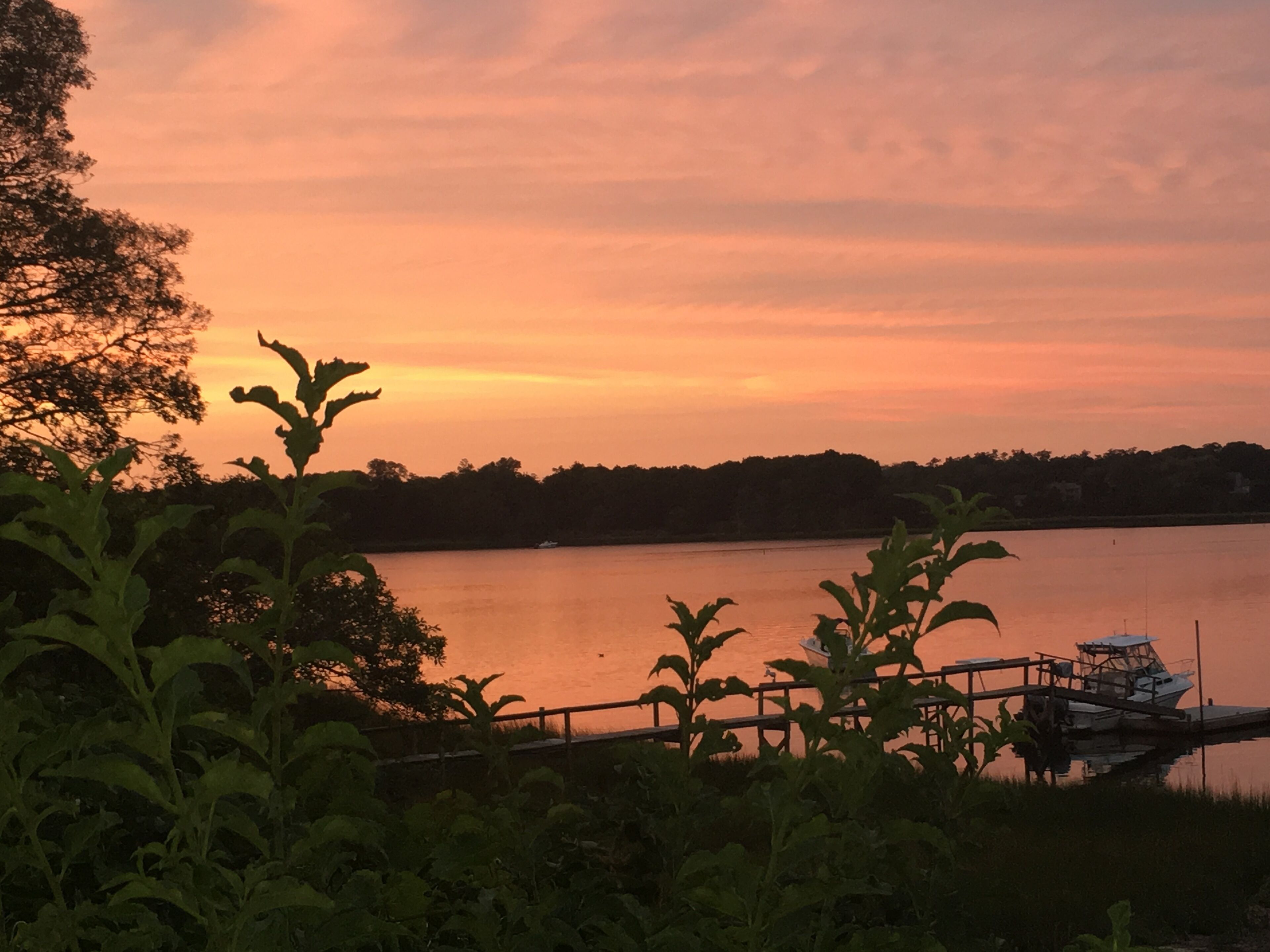 Reflective sunset looking northeast from the back deck.