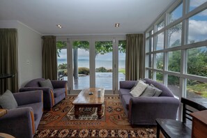 Smart TV, fireplace, DVD player, video library