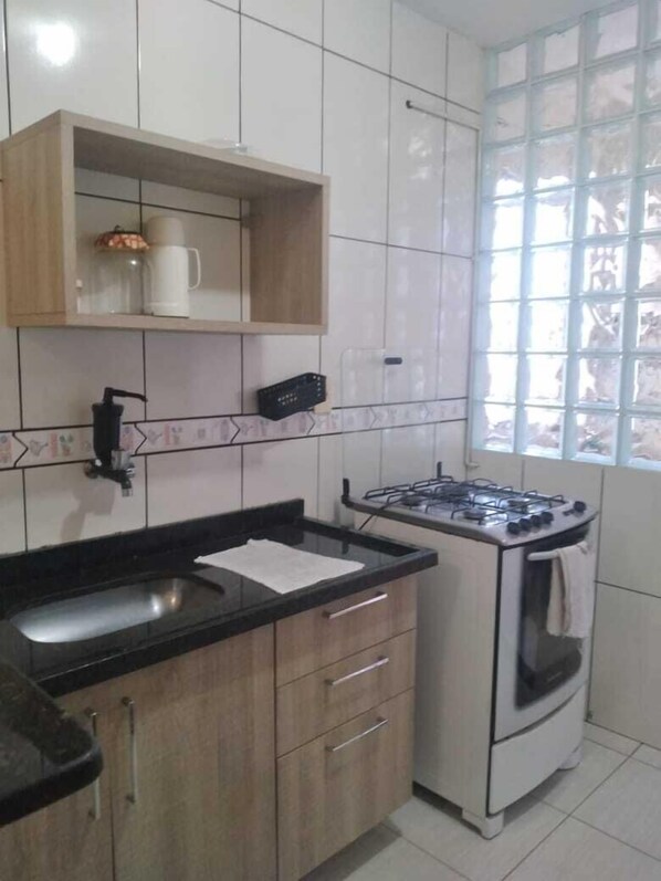 Fridge, microwave, stovetop, toaster