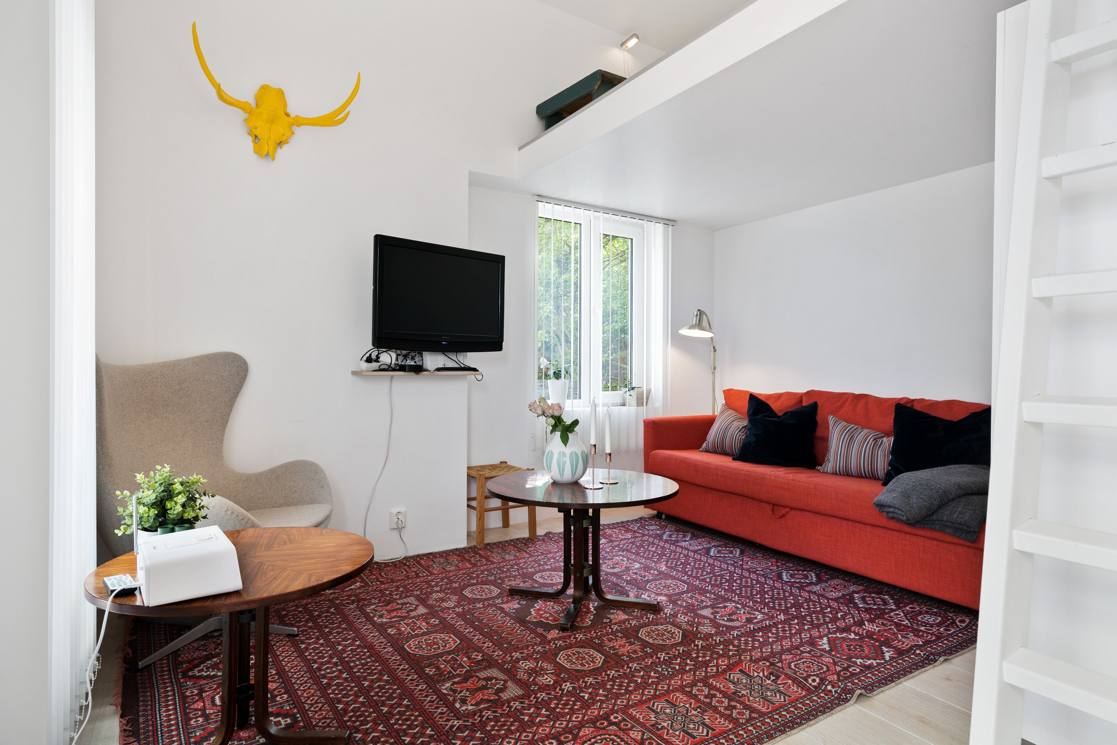 Smart TV, books, stereo