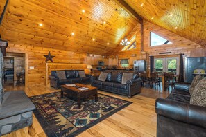 Smart TV, fireplace, DVD player, books