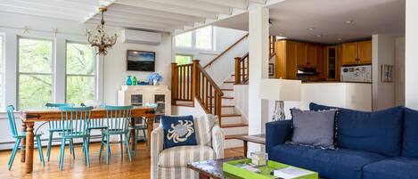 Smart TV, DVD player, books, video library