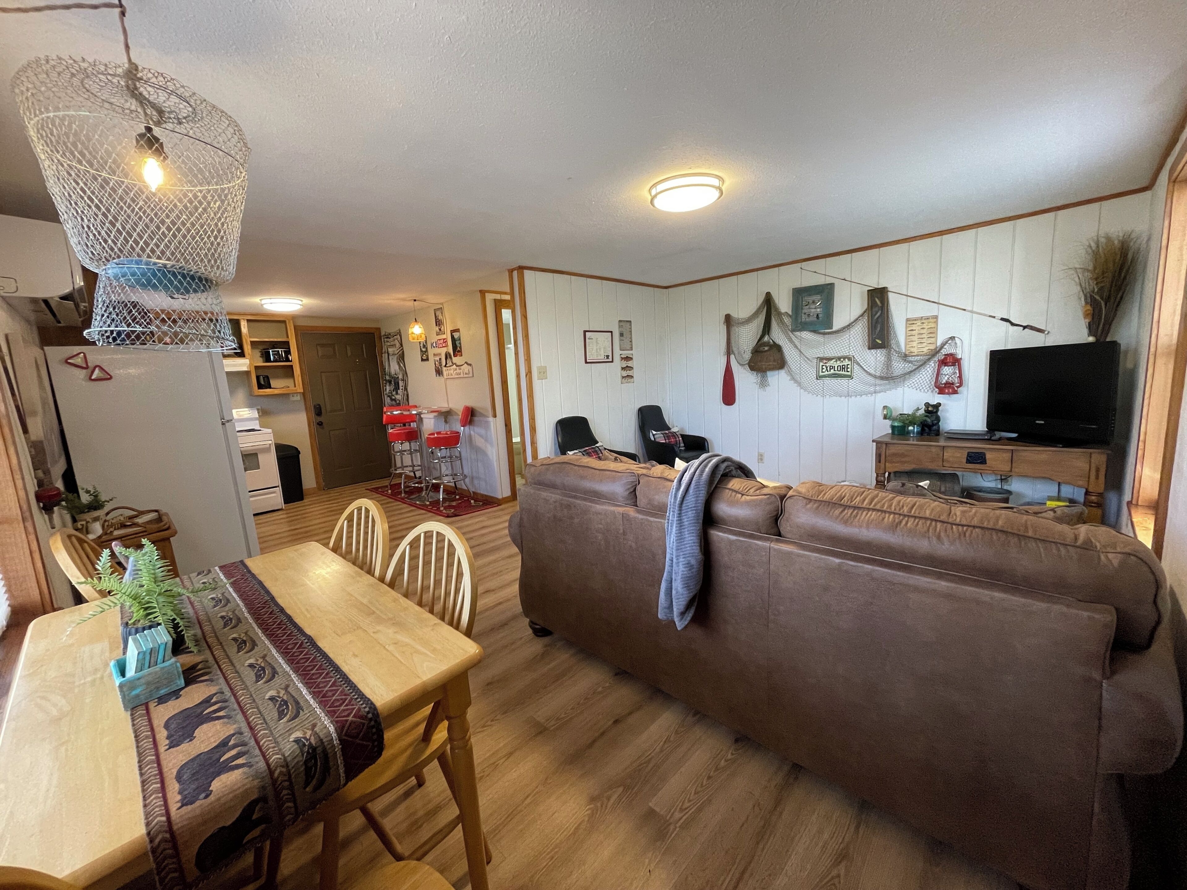 TV, fireplace, DVD player, video library