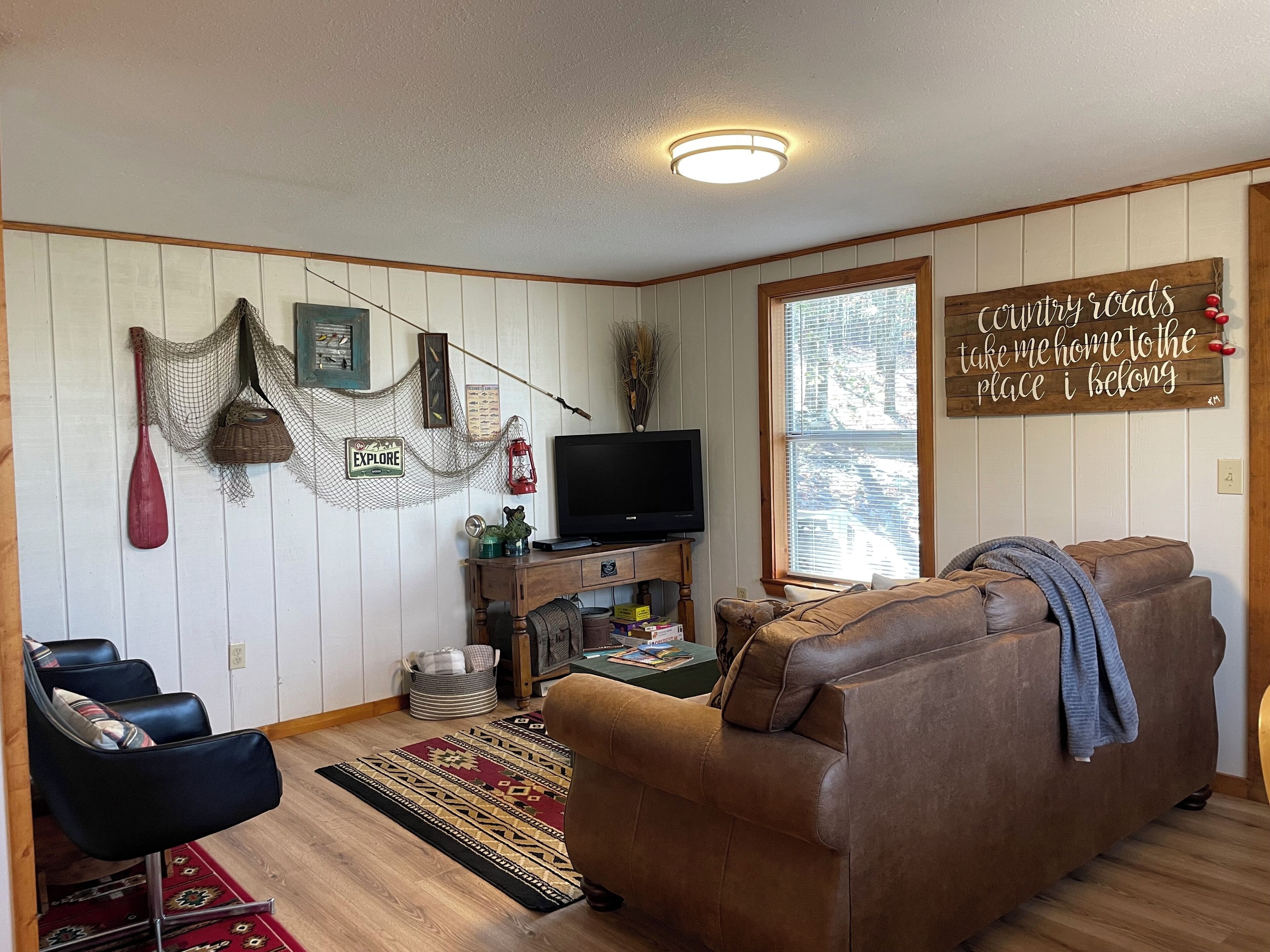 TV, fireplace, DVD player, video library